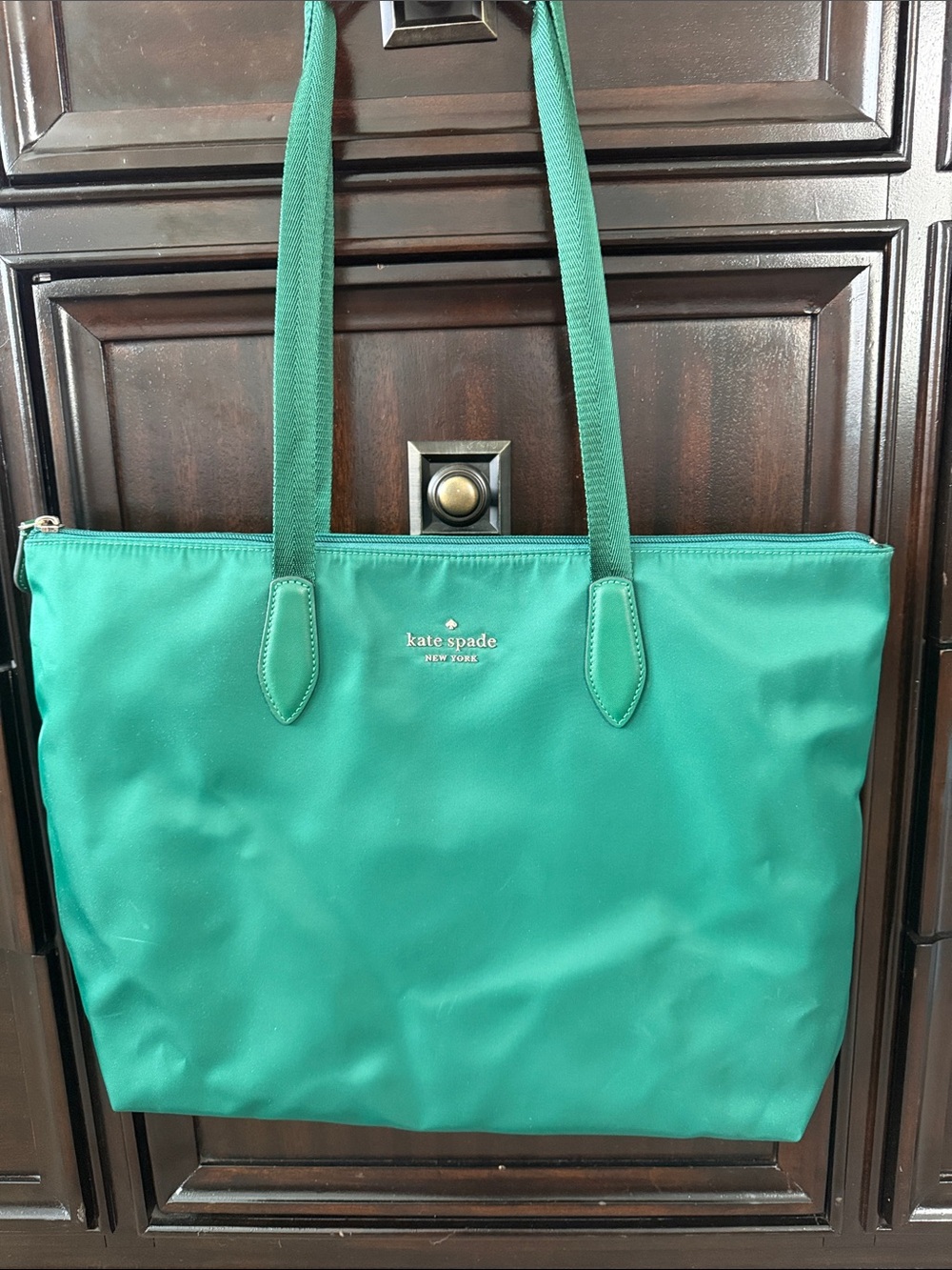 kate spade emerald tote in vivid green nylon